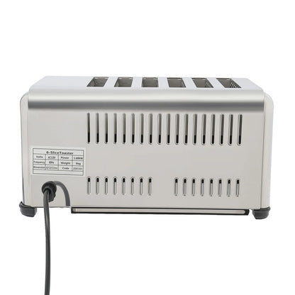 6 Slice Wide Slot Stainless Steel Toaster