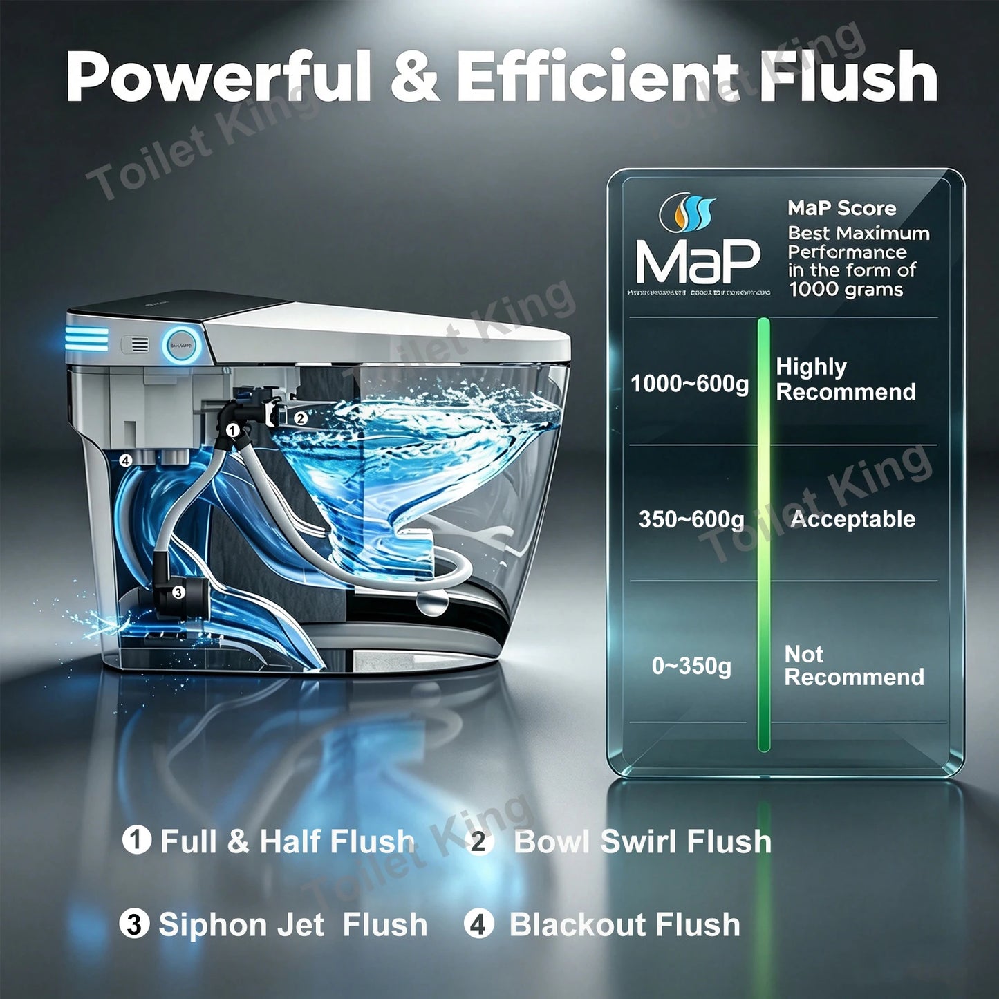 Smart Toilet with Built-in Bidet, AUTO Open/Close