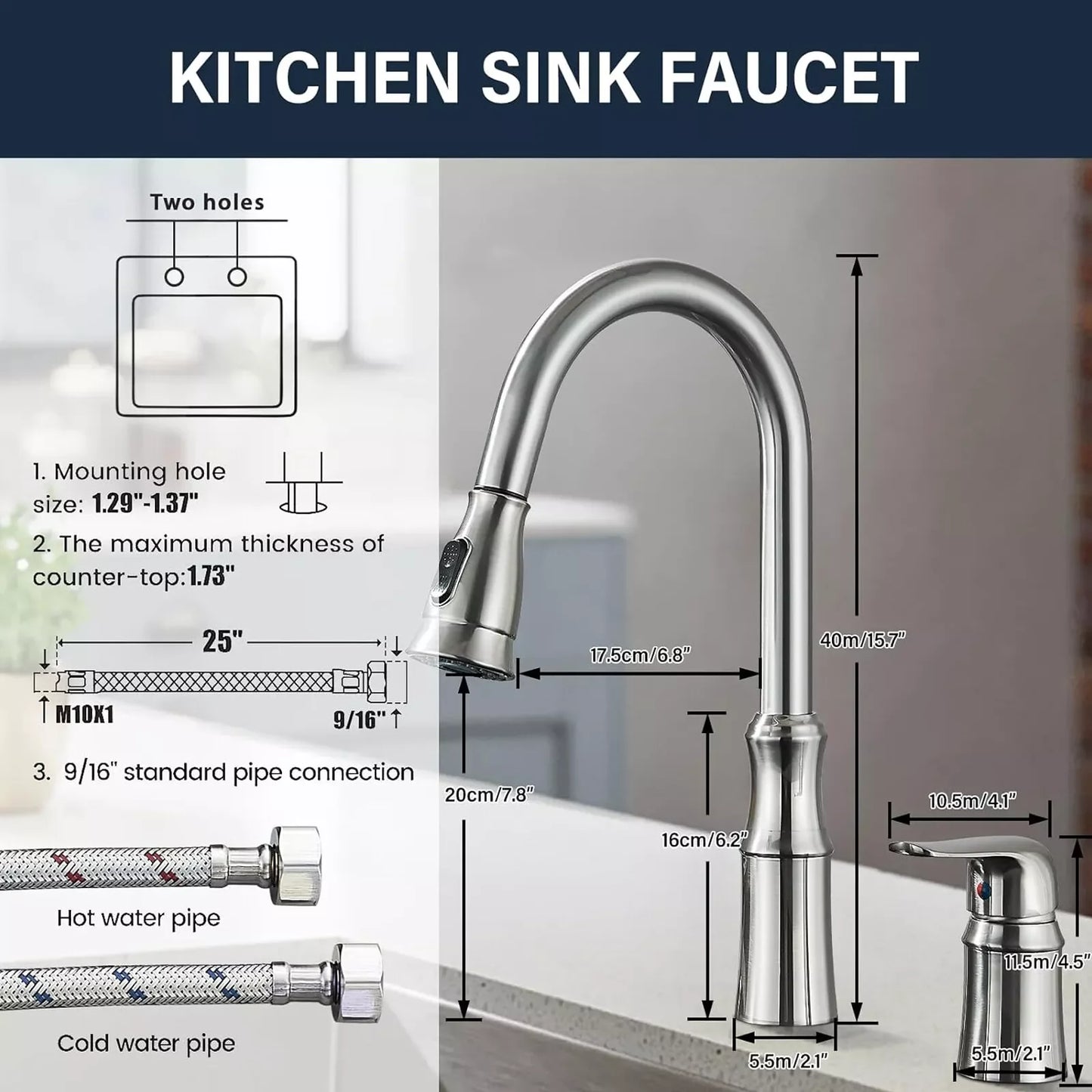 Matte Black Kitchen Sink Faucet with Pull Down Sprayer