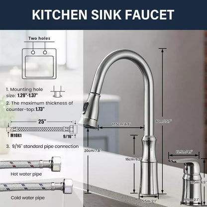 Matte Black Kitchen Sink Faucet with Pull Down Sprayer