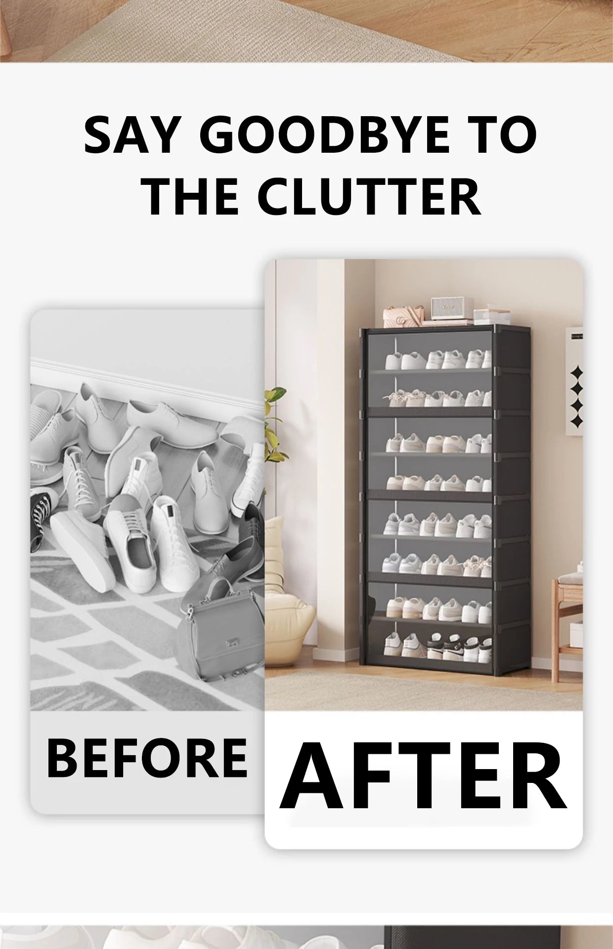 Multi-layer Shoe Cabinet Organizer with Clear Lid