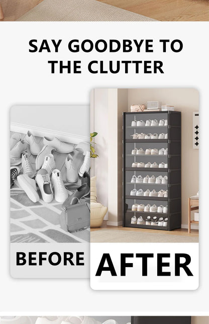 Multi-layer Shoe Cabinet Organizer with Clear Lid