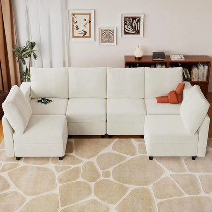 Oversized Modular Sectional Sofa with Storage and USB Chargers