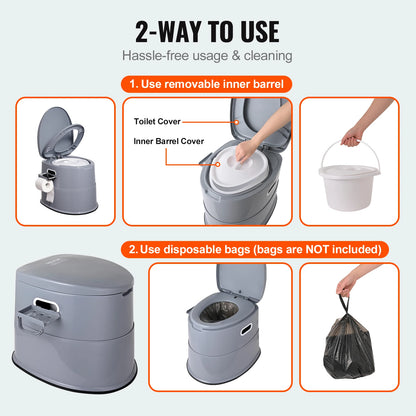 Portable Toilet for Camping with 1.3G Detachable Inner Bucket