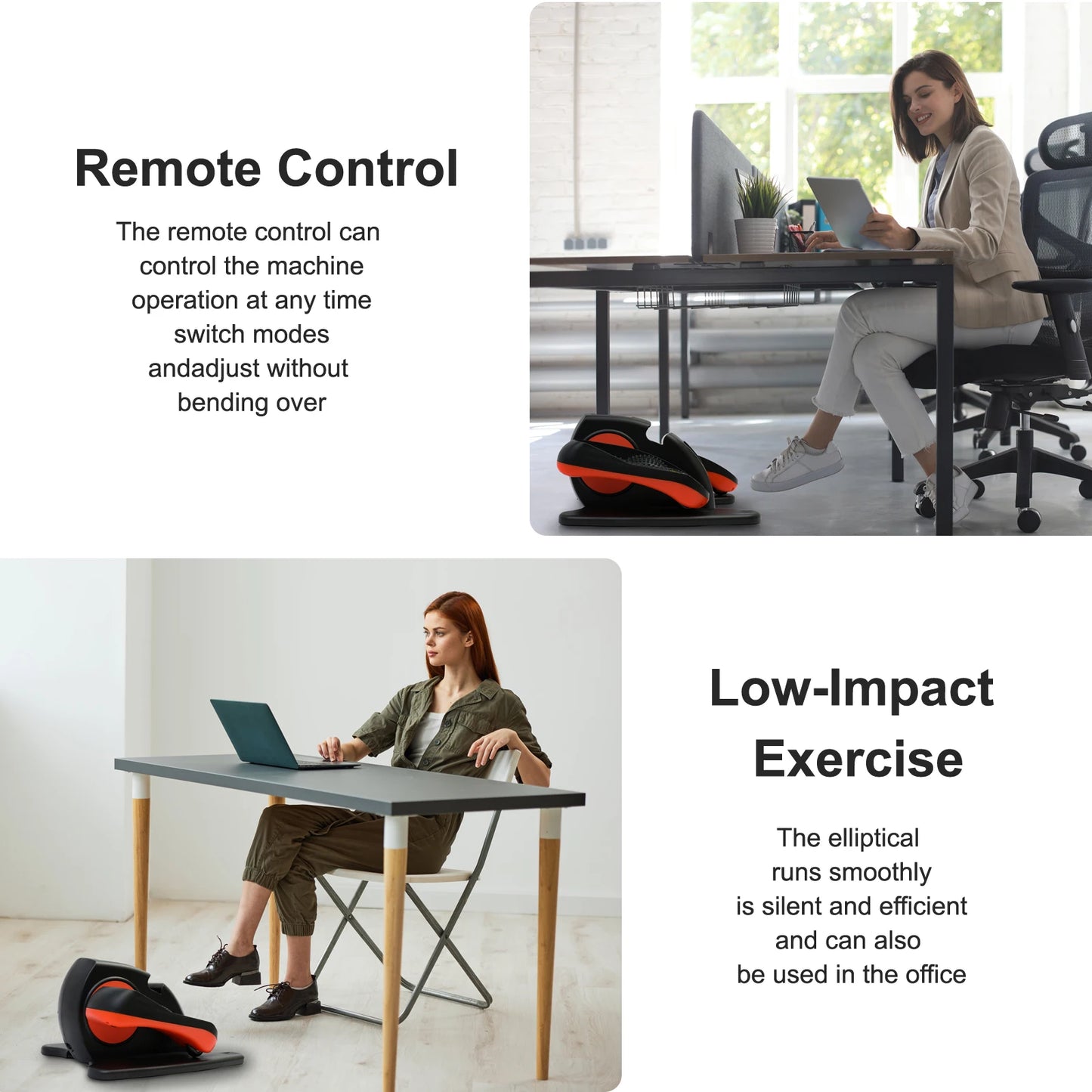 Under-Desk Elliptical Exerciser Pedal with Remote Control