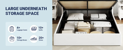 Queen Size Velvet Lift Up Storage Bed Frames