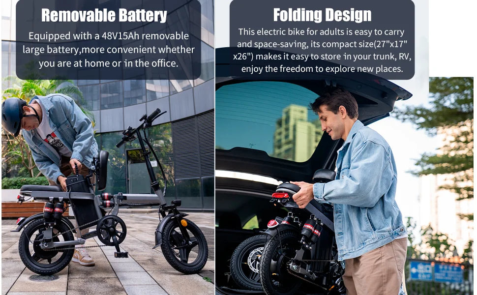 Electric Bike for Adults, 20MPH 35Miles 500W Brushless Motor
