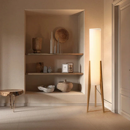 Japanese Retro Wabi-sabi Solid Wood Floor Lamp
