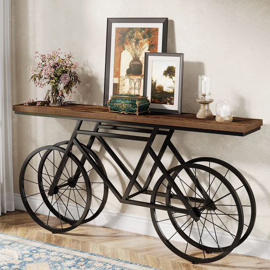 70.9-Inch Extra Long Console Table with Bicycle Metal Base
