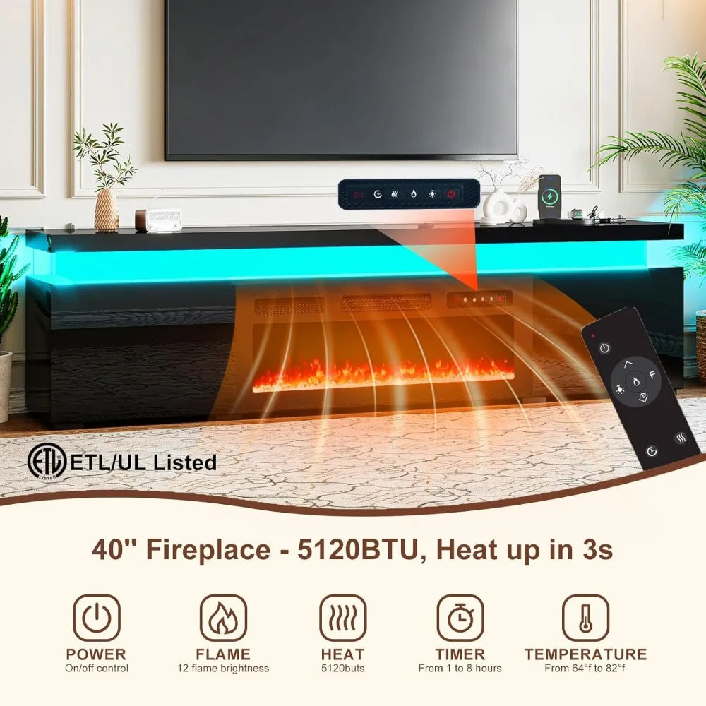 85’’ Fireplace TV Stand, Modern Entertainment Center