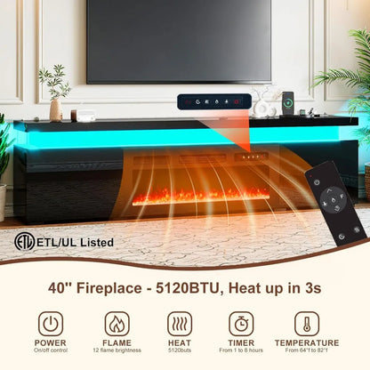 85’’ Fireplace TV Stand, Modern Entertainment Center