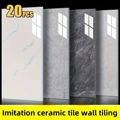 20/40pcs Glossy Marble Pattern Self-Adhesive Wall Panels