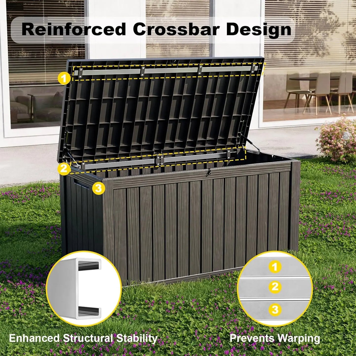 150 Gallon Waterproof Lockable Resin Deck Box