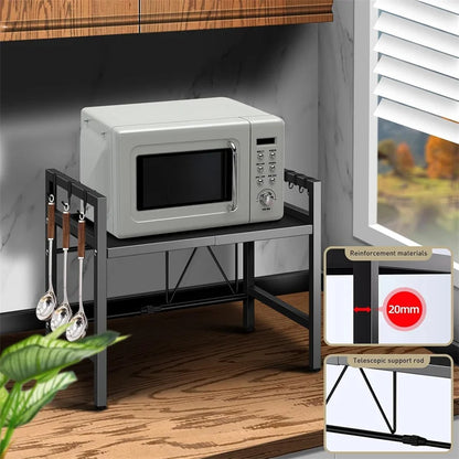 Adjustable Space-Saving Microwave Rack & Storage Organizer