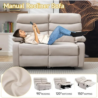 Leather double recliner sofa with side pockets