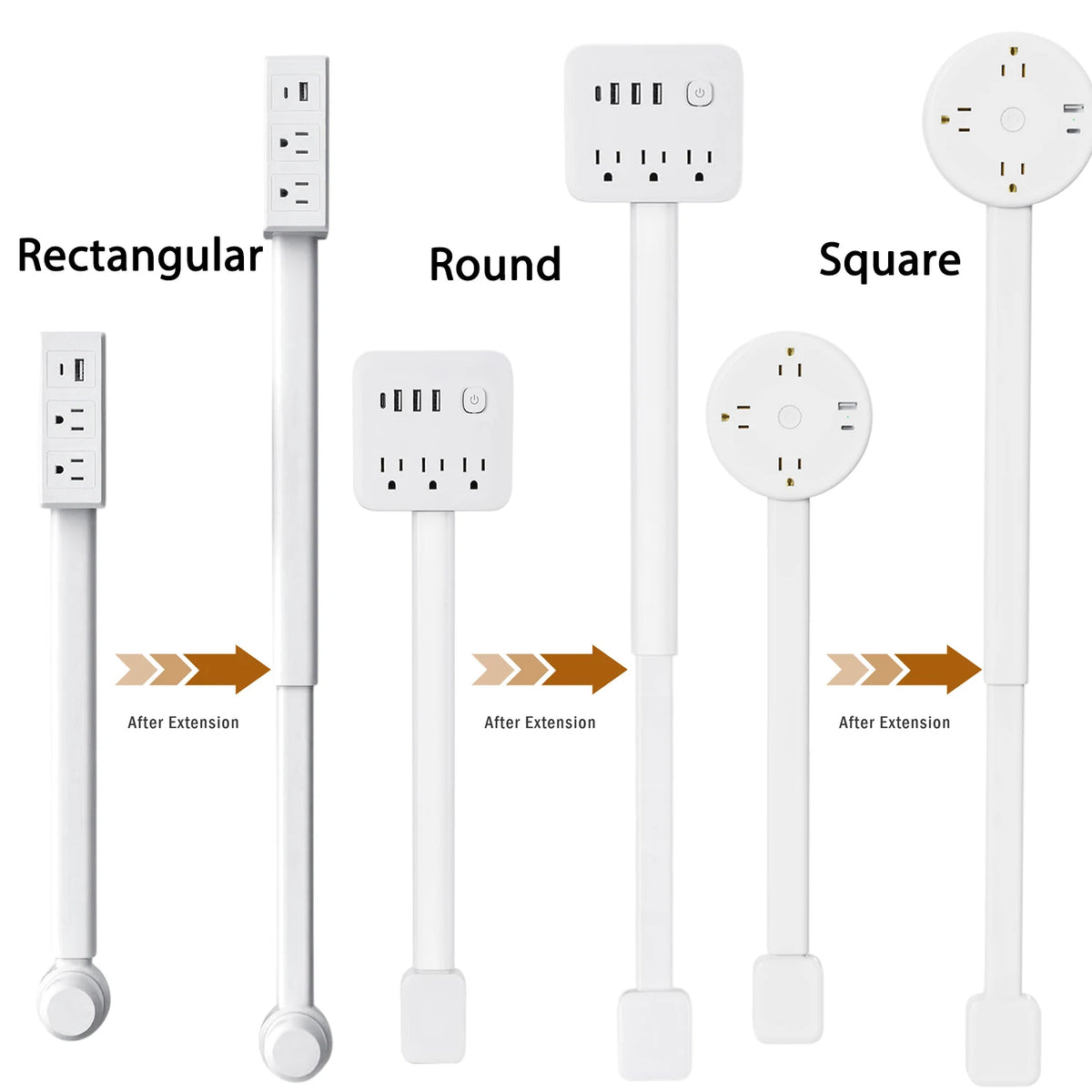 3 Style Retractable Sockets Adjustable Electrical Outlet Extender