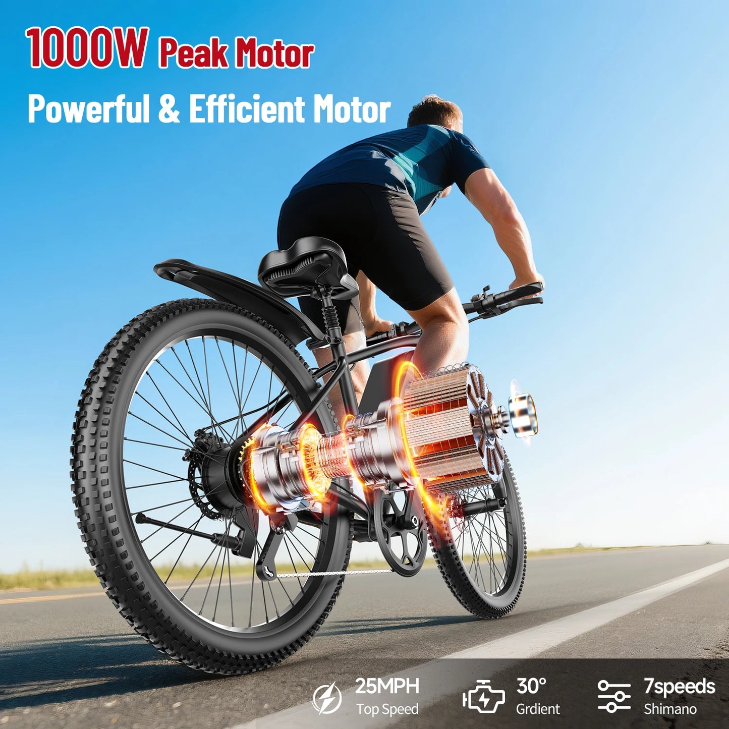 26'' Electric 40 Mile Commuter Bike for Adults