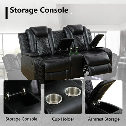 Power Recliner Sofa Set with LED Lighting