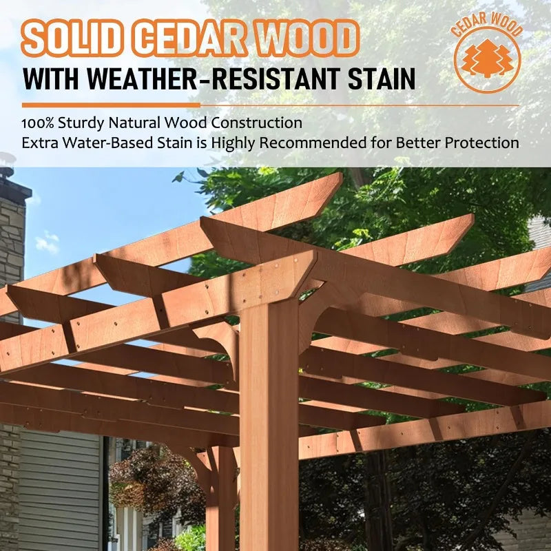 10x12 FT Cedar Pergola with Flat Roof