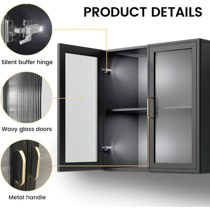 LED Wall Storage Cabinets with 4 Acrylic Glass Doors