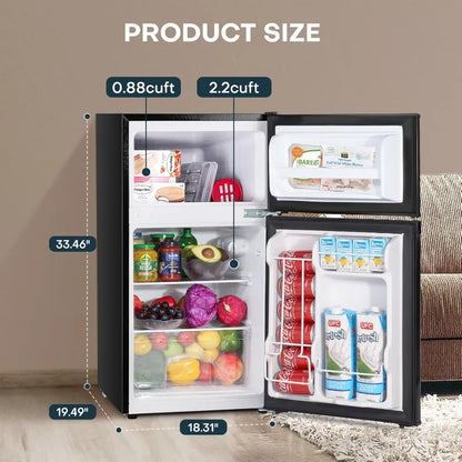 3.1 Cu.Ft Mini Double Door Small Fridge