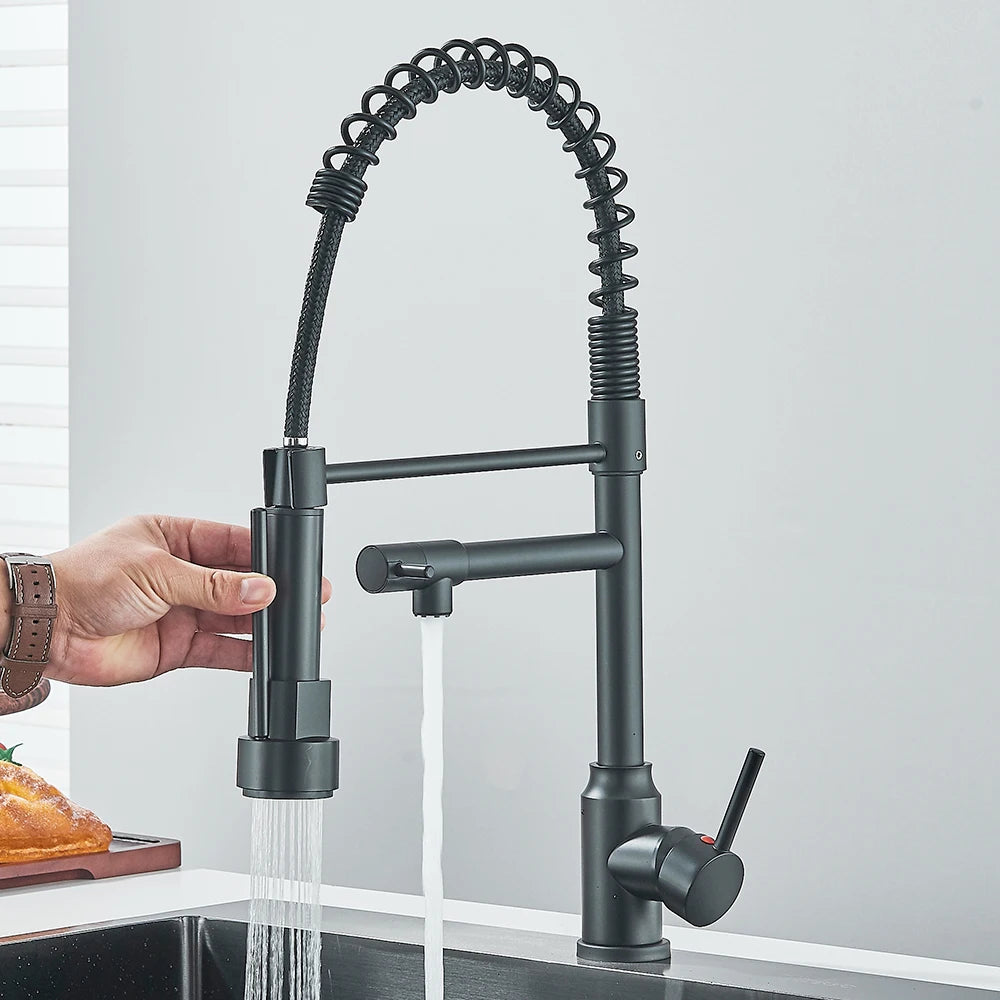 Pull Down Spring Kitchen Faucet Single Lever
