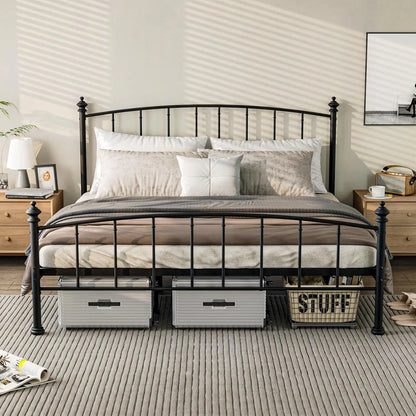 All Size Metal Platform Bed Frame, Victorian Wrought Iron-Art Design