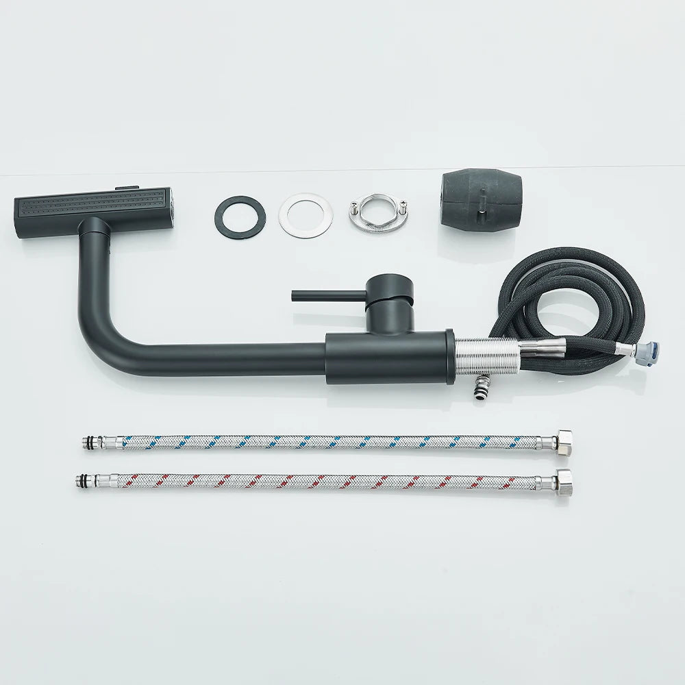 Pull Out Rotation Waterfall Sprayer Sink Mixer