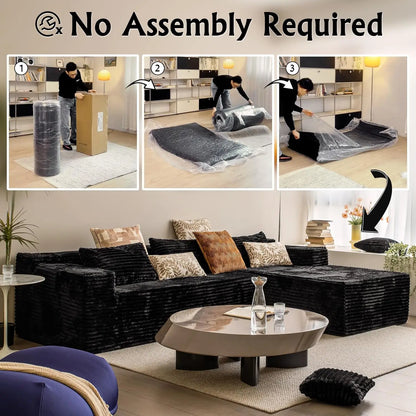104" Black sectional couches