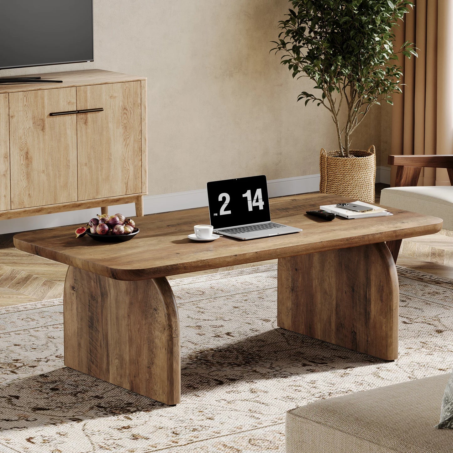 47.24-Inch Tribesigns Farmhouse Rectangular Coffee Table