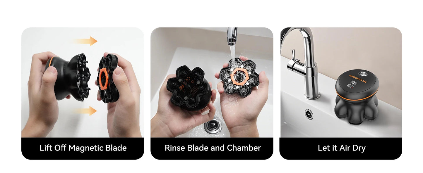 7D Electric Waterproof Head Shaver USB Rechargeable
