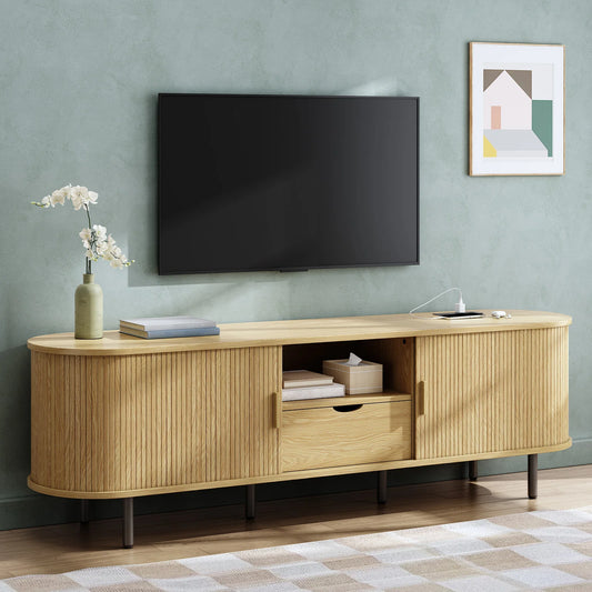 69" TV Stand w/ Power Outlet for TVs up to 80" w/ Adjustable Shelves