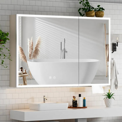 Fully Assembled 24x32 Inch Bathroom Mirror with Storage,