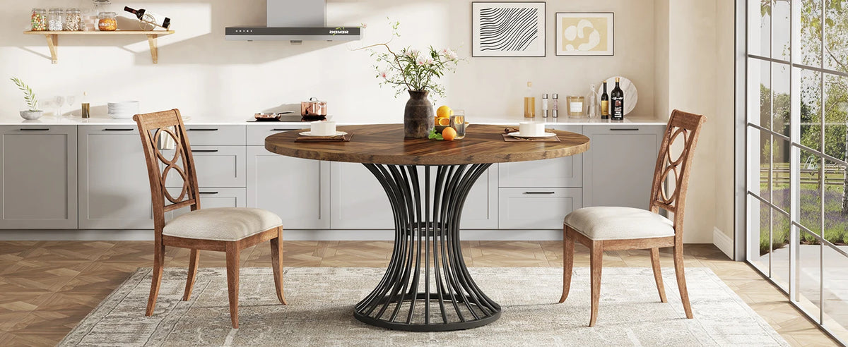 46-Inch Wood Kitchen Table with Sturdy Metal Base