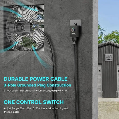 14 Inch Wall Mounted Shutter Exhaust Fan with Speed Controller
