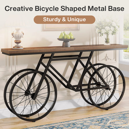 70.9-Inch Extra Long Console Table with Bicycle Metal Base