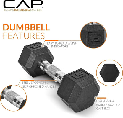 150 lb. Rubber Hex Dumbbell Set