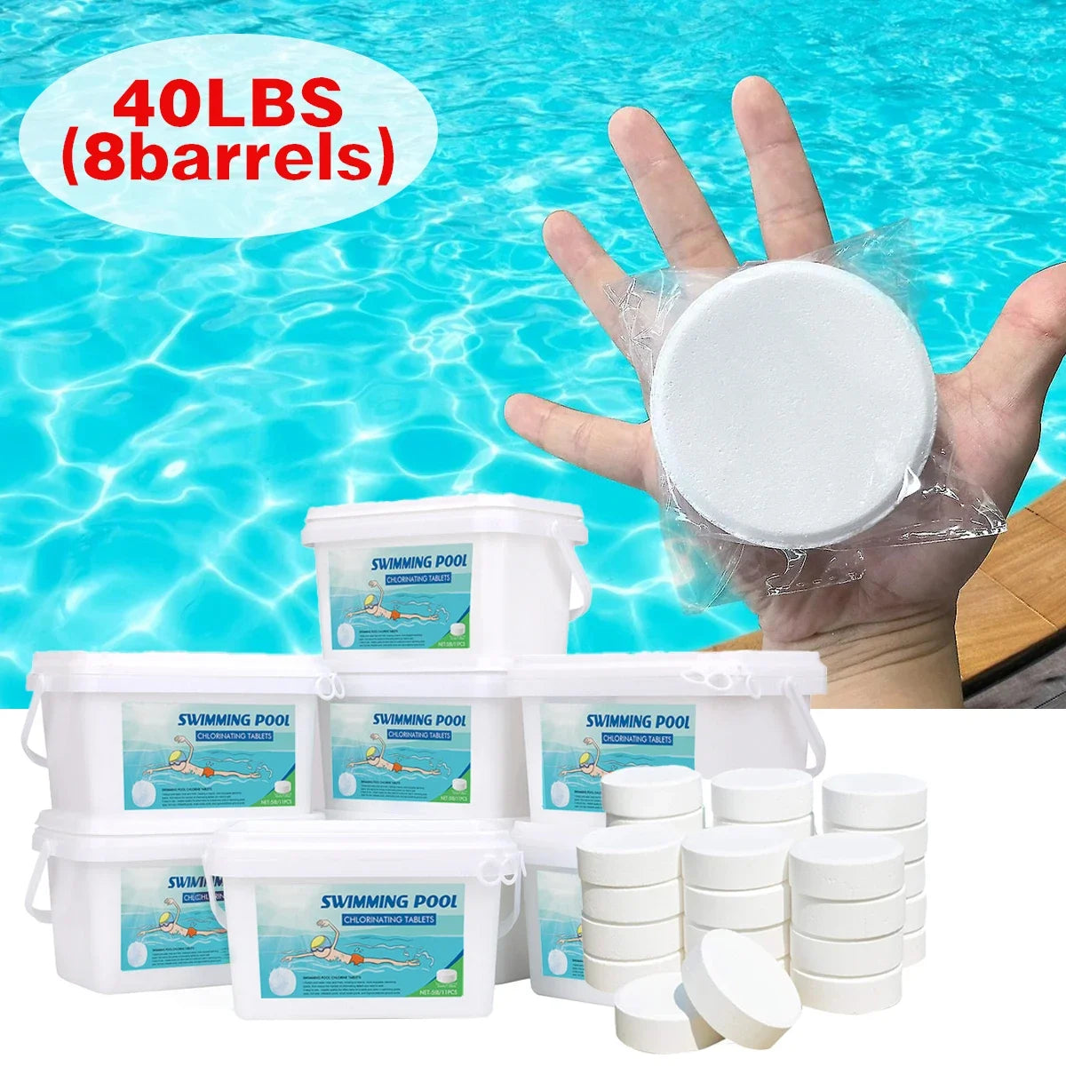 3 Inch 40Lbs Slow Dissolving Chlorine Tablets