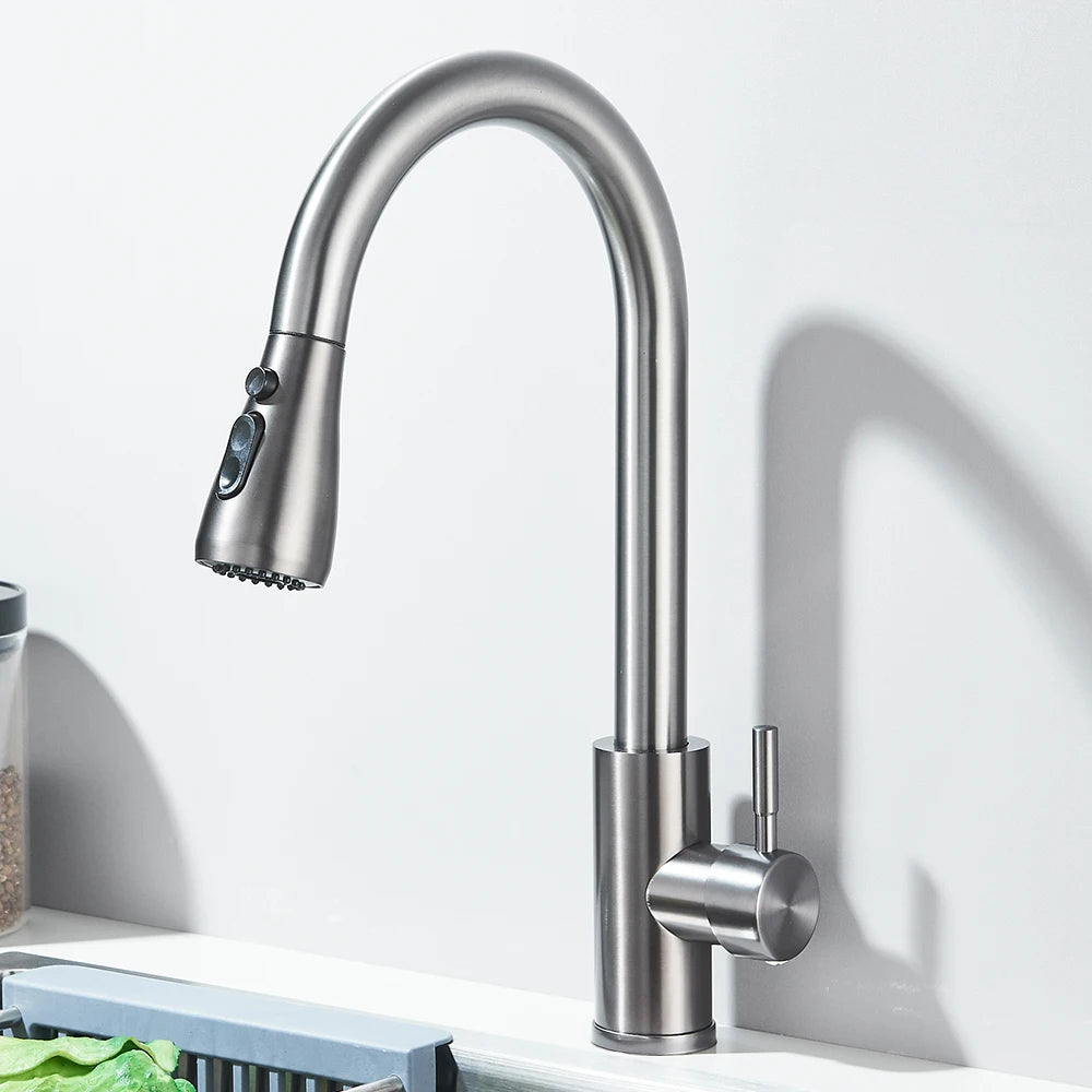 Kitchen Faucet Brushed Nickel Pull-out Sprayer
