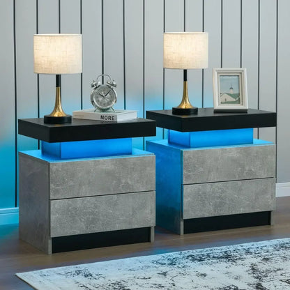 Bedside Tables with Touch Light, with 2 Drawers