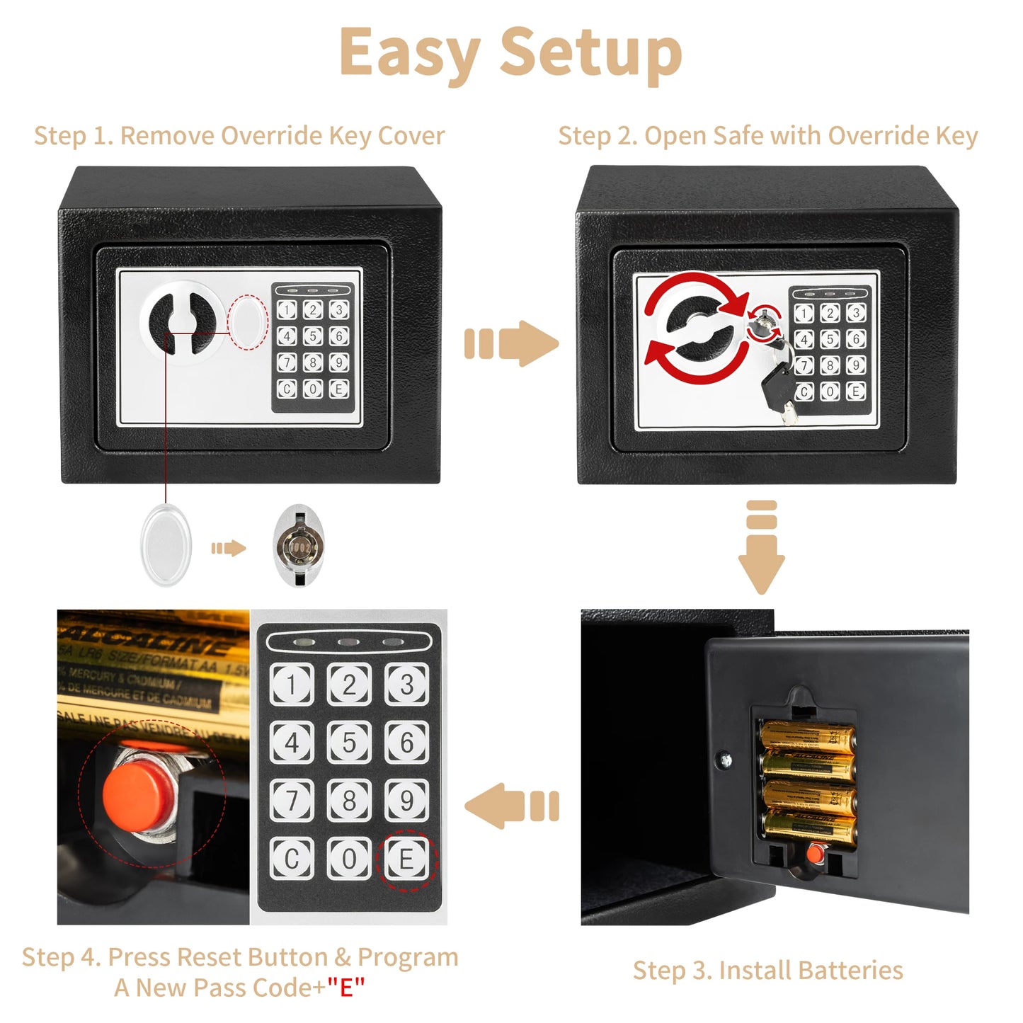 Electronic Digital Safe Box for Home with Fireproof Money Bag