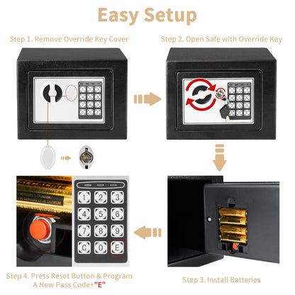 Electronic Digital Safe Box for Home with Fireproof Money Bag