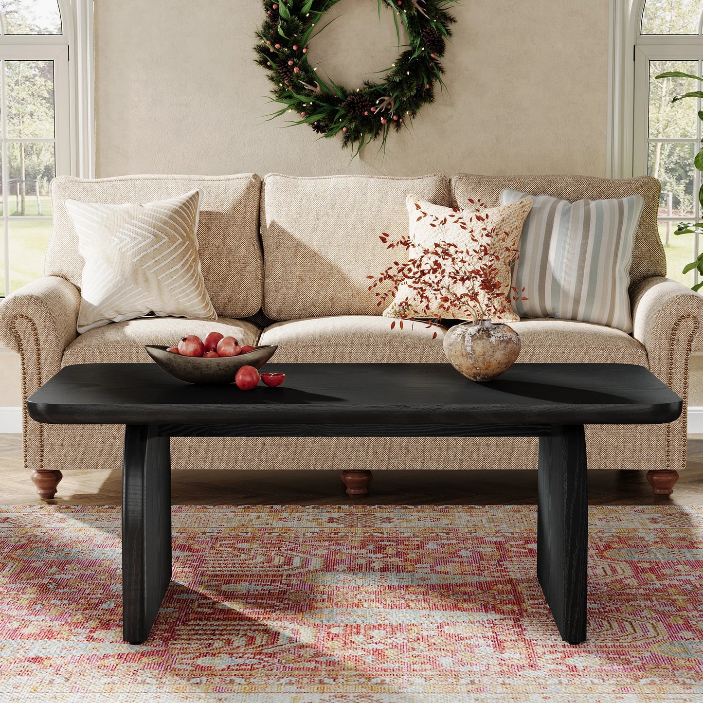 47.24-Inch Tribesigns Farmhouse Rectangular Coffee Table