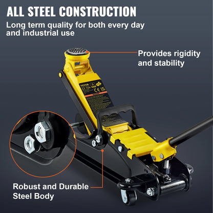 2.5T Heavy-Duty Steel Racing Floor Jack with Piston Lift Pump