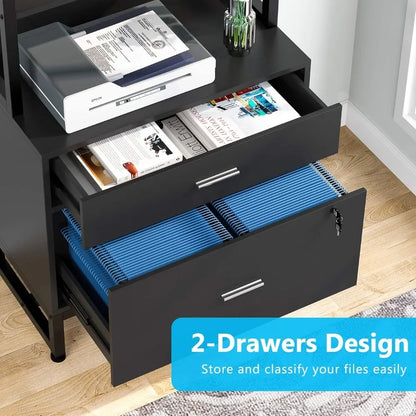 2 Drawer Letter Size Large Modern Filing Cabinet