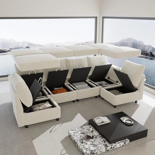 Oversized Modular Sectional Sofa with Storage and USB Chargers