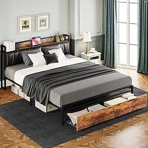 "California king platform bed frame with Headboard
