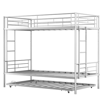Twin Bunk Bed Frame with Ladder, Safety Rails