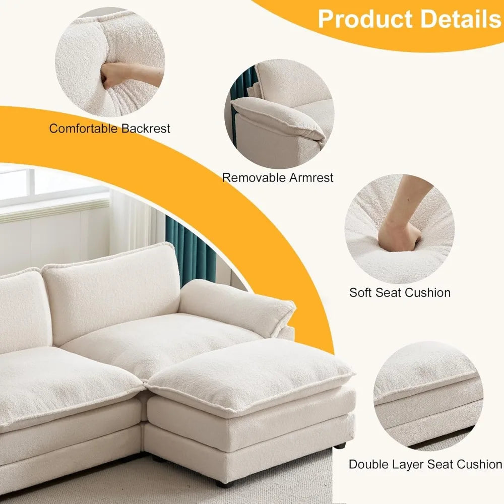 Beautiful Modern Sofa with Ottoman and Slipcover