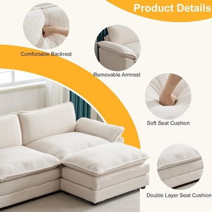 Beautiful Modern Sofa with Ottoman and Slipcover